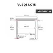 Table inox soubassement 800 x 800 mm avec renfort / GOLDINOX 