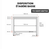 Table inox soubassement 1400 x 800 mm avec renfort / GOLDINOX 