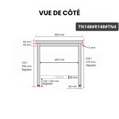 Table inox soubassement 1400 x 800 mm avec renfort / GOLDINOX 