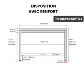 Table inox soubassement 1800 x 800 mm avec renfort / GOLDINOX 