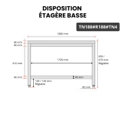 Table inox soubassement 1800 x 800 mm avec renfort / GOLDINOX 