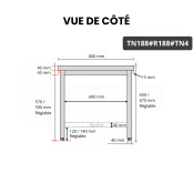 Table inox soubassement 1800 x 800 mm avec renfort / GOLDINOX 
