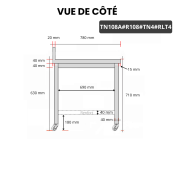 Table inox soubassement 1000 x 800 mm adossée avec renfort sur roulettes / GOLDINOX 