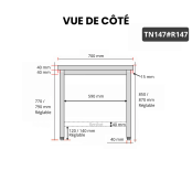 Table inox 1400 x 700 mm avec renfort / GOLDINOX