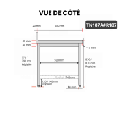 Table inox 1800 x 700 mm adossée avec renfort / GOLDINOX