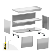 Meuble bas inox 1800 x 800 mm sur roulettes / GOLDINOX
