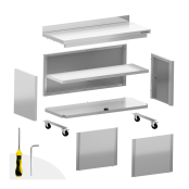 Meuble bas inox 1000 x 800 mm adossée sur roulettes / GOLDINOX