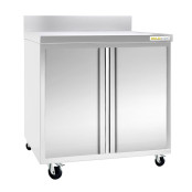 Meuble bas inox 800 x 700 mm adossée sur roulettes / GOLDINOX