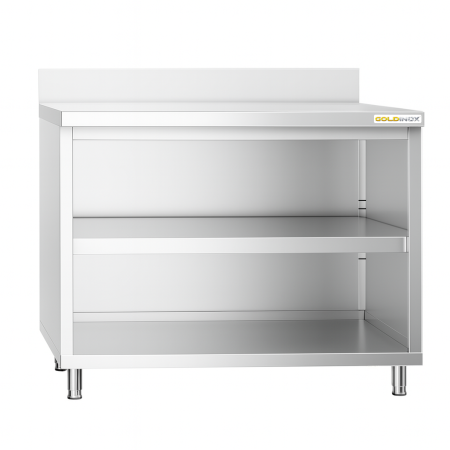 Meuble bas inox ouvert 1600 x 600 mm adossé PREMIUM / GOLDINOX
