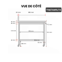Table inox 600 x 700 mm adossée sur roulettes / GOLDINOX 