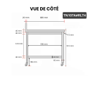 Table inox 1000 x 700 mm adossée sur roulettes / GOLDINOX 