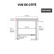 Table inox 800 x 700 mm avec 2 étagères / GOLDINOX