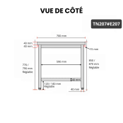 Table inox 2000 x 700 mm avec 2 étagères / GOLDINOX