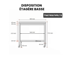 Table inox 600 x 700 mm avec 2 étagères sur roulettes / GOLDINOX