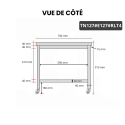 Table inox 1200 x 700 mm avec 2 étagères sur roulettes / GOLDINOX