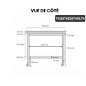 Table inox 2000 x 700 mm avec 2 étagères sur roulettes / GOLDINOX