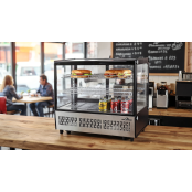 Vitrine réfrigérée positive de comptoir noire 120 Litres PREMIUM - GOLDINOX