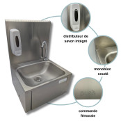 Lot de 2 Lave-mains à commande fémorale + Distributeur de savon PREMIUM / GOLDINOX