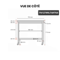 Table inox soubassement 1200 x 700 mm sur roulettes / GOLDINOX