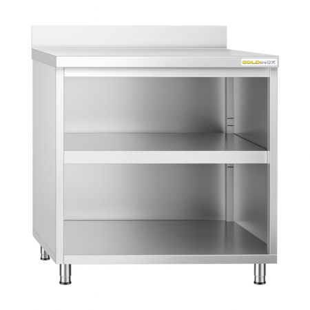 Meuble bas inox ouvert 800 x 700 mm adossé PREMIUM / GOLDINOX
