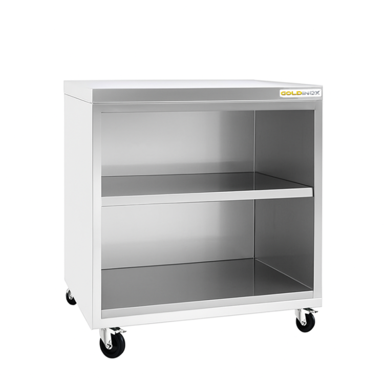 Meuble bas inox 600 x 700 mm sur roulettes PREMIUM / GOLDINOX