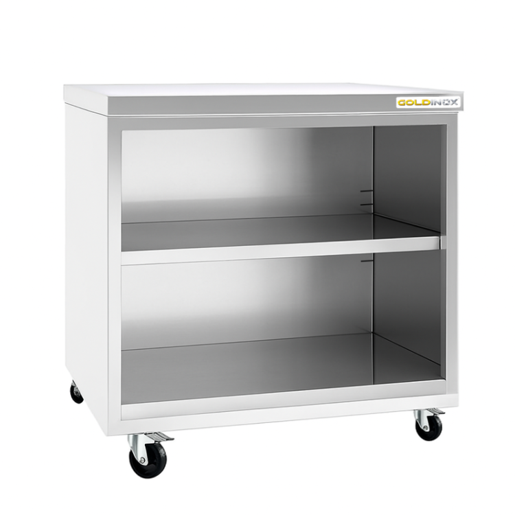 Meuble bas inox 800 x 700 mm sur roulettes PREMIUM / GOLDINOX