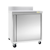 Meuble bas inox 600 x 700 mm adossée sur roulettes / GOLDINOX