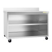 Meuble bas inox 1400 x 800 mm adossée sur roulettes / GOLDINOX
