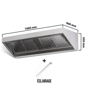 Hotte murale sans moteur 1000x900x450 mm avec éclairage, filtre et robinet de vidange PREMIUM / GOLDINOX