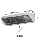 Hotte murale sans moteur 1800x900x450 mm avec éclairage, filtre et robinet de vidange PREMIUM / GOLDINOX