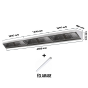 Hotte murale sans moteur 4400x900x450 mm avec éclairage, filtre et robinet de vidange PREMIUM / GOLDINOX