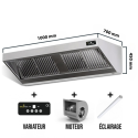 Hotte murale avec moteur 1000x700x450 mm avec variateur, éclairage, filtre et robinet de vidange PREMIUM / GOLDINOX