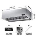 Hotte caisson avec moteur 2500x900x450 mm avec variateur, éclairage, filtre et robinet de vidange (Puissant) PREMIUM / GOLDINOX