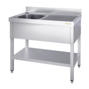 Plonge inox 1 bac - 1200 x 700 mm égouttoir droite ECO / GOLDINOX 