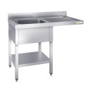Plonge lave-vaisselle inox 1 bac - 1400 x 600 mm égouttoir droit ECO / GOLDINOX