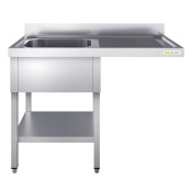 Plonge lave-vaisselle inox 1 bac - 1400 x 600 mm égouttoir droit ECO / GOLDINOX