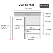 Plonge lave-vaisselle inox 2 bacs - 1600 x 600 mm égouttoir gauche ECO / GOLDINOX