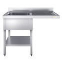 Plonge lave-vaisselle inox 1 bac - 1400 x 700 mm égouttoir droite ECO / GOLDINOX