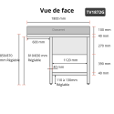 Plonge lave-vaisselle inox 2 bacs - 1800 x 700 mm égouttoir gauche ECO / GOLDINOX