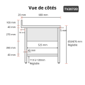 Plonge lave-vaisselle inox 2 bacs - 2000 x 700 mm égouttoir droite PREMIUM / GOLDINOX