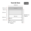 Plonge inox 1000x600 avec 1 bac à droite et égouttoir à gauche IDEAL - GOLDINOX