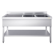 Plonge inox 2 bacs - 2000 x 600 mm égouttoir gauche ECO / GOLDINOX 