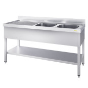 Plonge inox 2 bacs - 2000 x 600 mm égouttoir gauche ECO / GOLDINOX 