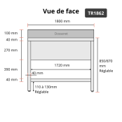 Plonge inox 1800x600mm avec 2 bacs au centre et égouttoir gauche et droite IDEAL - GOLDINOX