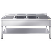 Plonge inox 2 bacs - 2000 x 600 mm égouttoir droite et gauche ECO / GOLDINOX 