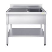 Plonge inox 1000x600 avec 1 bac à droite et égouttoir à gauche IDEAL - GOLDINOX