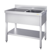 Plonge inox 1000x600 avec 1 bac à droite et égouttoir à gauche IDEAL - GOLDINOX