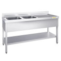 Plonge inox 2 bacs - 1800 x 700 mm égouttoir droite ECO / GOLDINOX 
