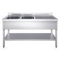 Plonge inox 2 bacs - 1800 x 700 mm égouttoir droite ECO / GOLDINOX 