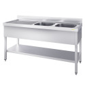 Plonge inox 2 bacs - 2000 x 600 mm égouttoir gauche ECO / GOLDINOX 